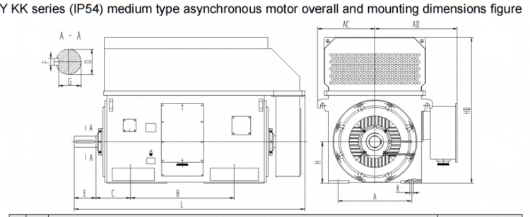 Электродвигатель  YKK3554-2 315kw 6000v 3000rpm - F, IP55, 50HZ, IC611